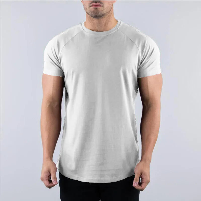 Men Fitness T-Shirt Short Sleeve Cotton Gym Tee