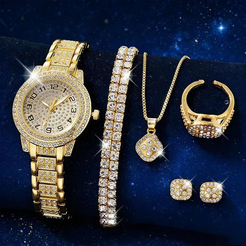 Women Gold Watch Luxury Quartz Diamond Bracelet Watch