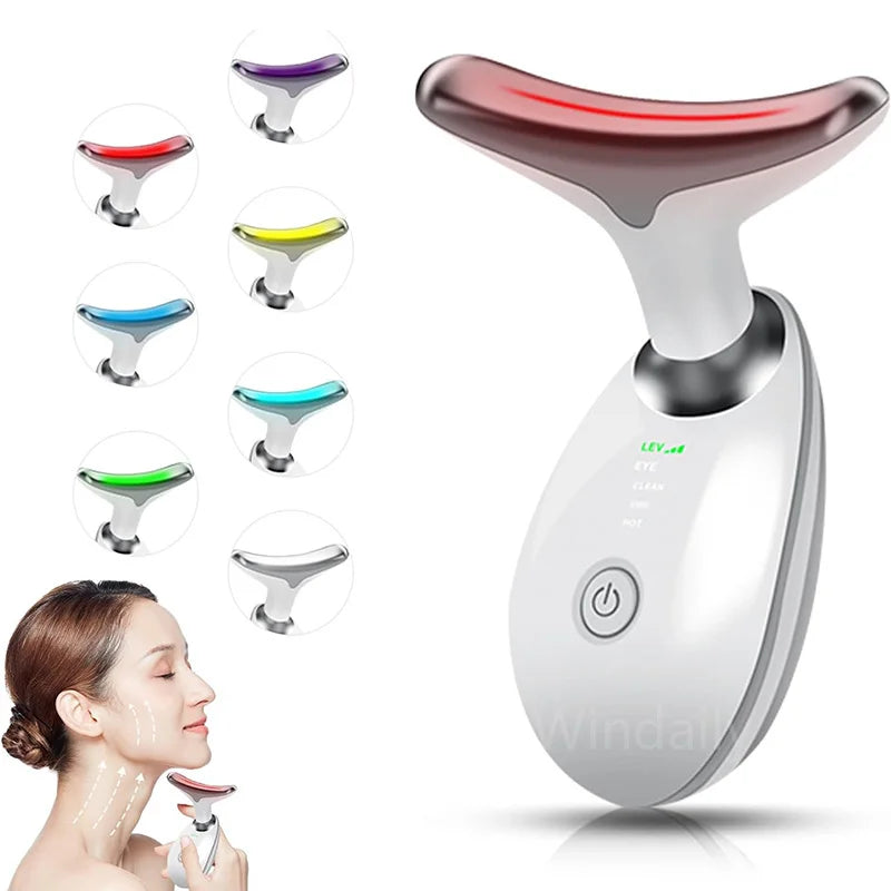 Microcurrent Face Neck Lifting Massager LED Photon Therapy Skin Tighten Massage Reduce Double Chin Anti Wrinkle Beauty Device