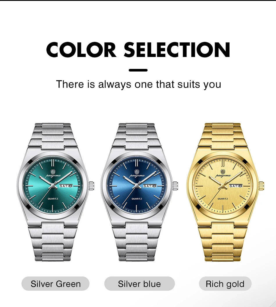 Men Quartz Watch Stainless Steel Luminous Chronograph Watch