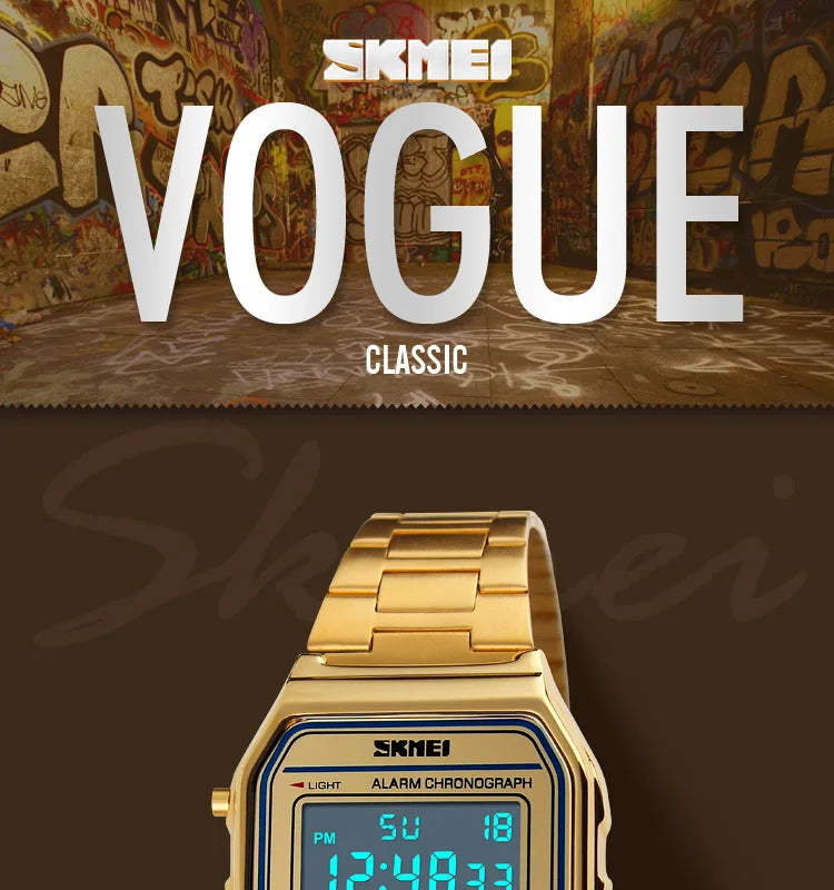 Sport Digital Wristwatch for Men Stainless Steel Waterproof Watch