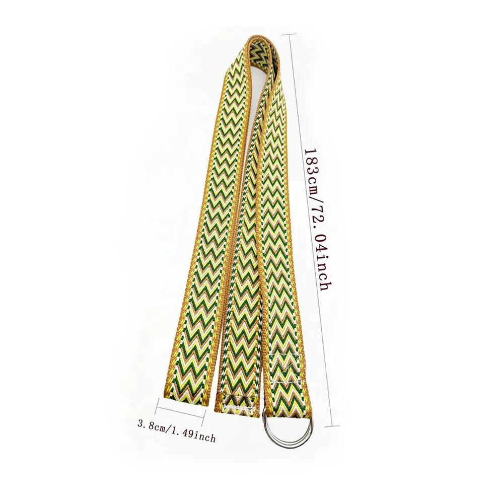 Yoga Stretch Strap Premium Cotton Blend with Metal D-Ring Buckle