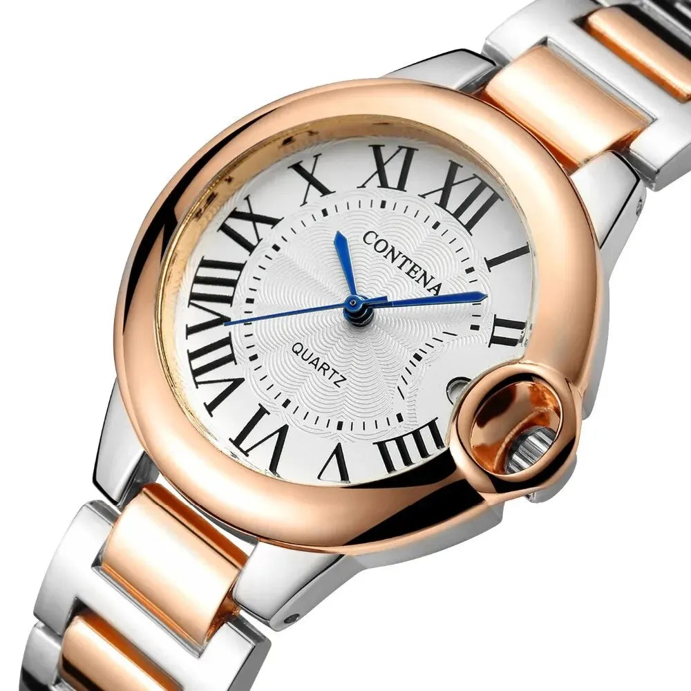 Luxury Quartz Watch Stainless Steel Blue Balloon Date Watch