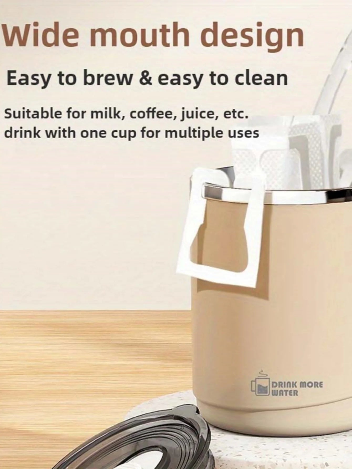 Stainless Steel Mug with Lid Large Capacity Coffee Cup