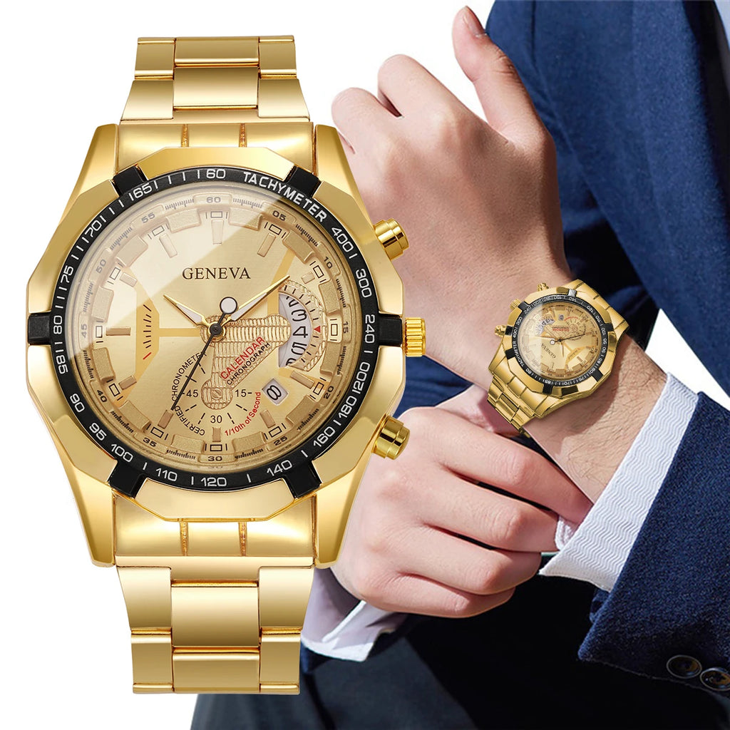 Men Business Watch Large Dial Calendar Quartz Watch