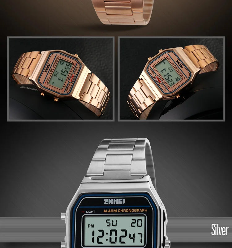 Sport Digital Wristwatch for Men Stainless Steel Waterproof Watch