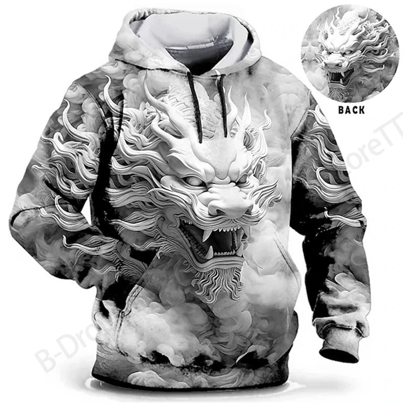Dragon Print Hoodie 3D Graphic Sweatshirt for Men and Women