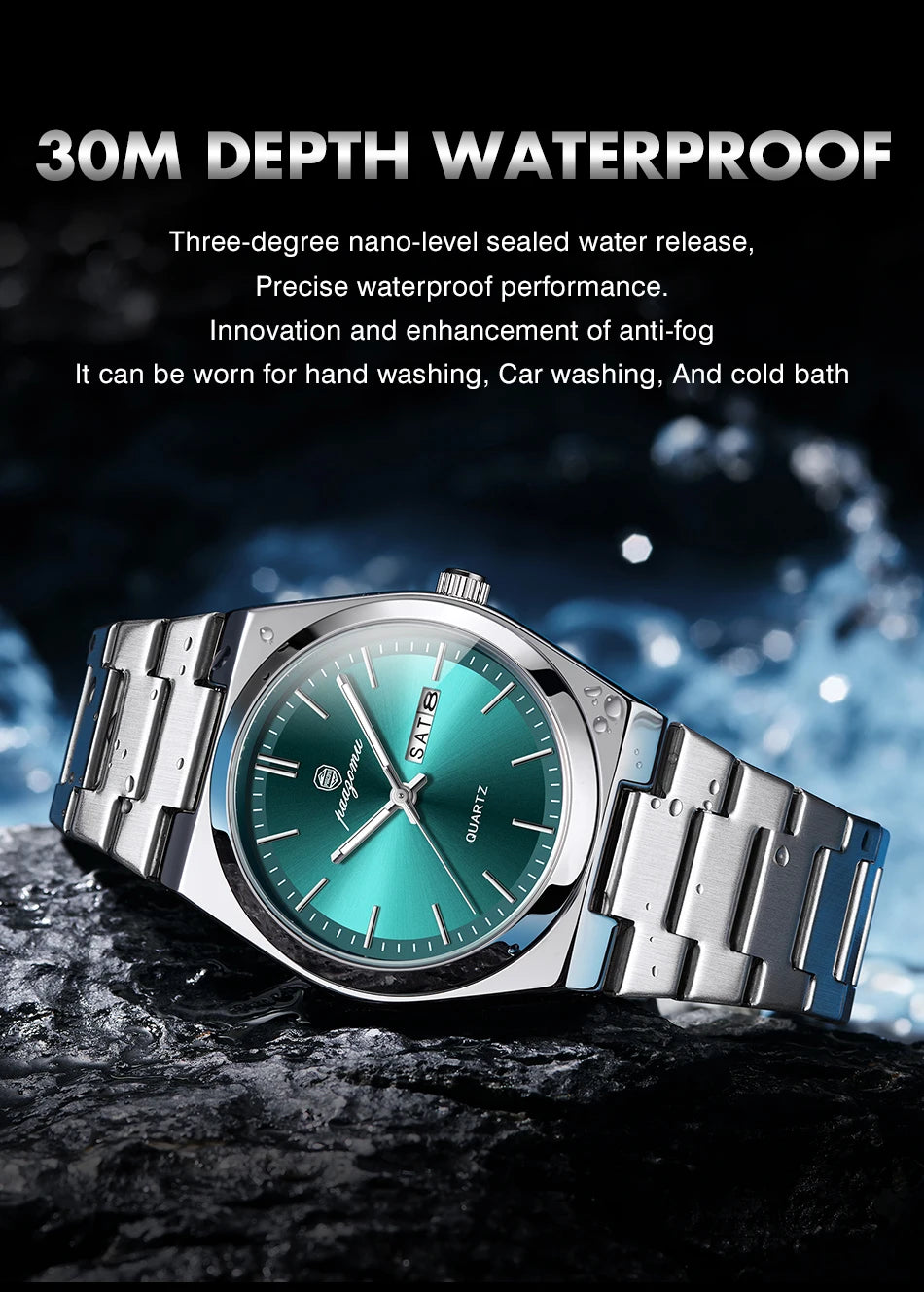 Men Quartz Watch Stainless Steel Luminous Chronograph Watch