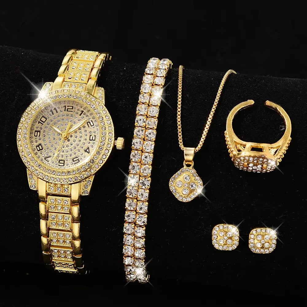 Women Gold Watch Luxury Quartz Diamond Bracelet Watch