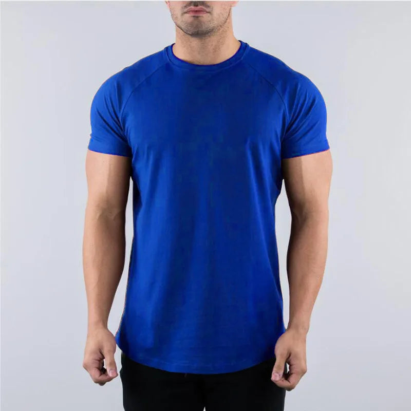 Men Fitness T-Shirt Short Sleeve Cotton Gym Tee