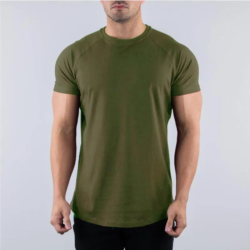 Men Fitness T-Shirt Short Sleeve Cotton Gym Tee