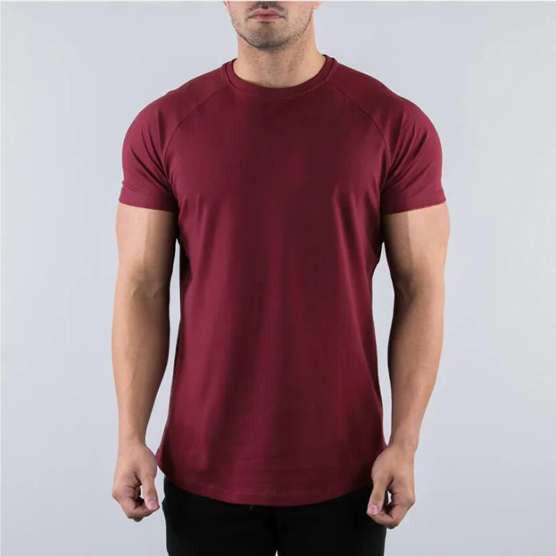 Men Fitness T-Shirt Short Sleeve Cotton Gym Tee