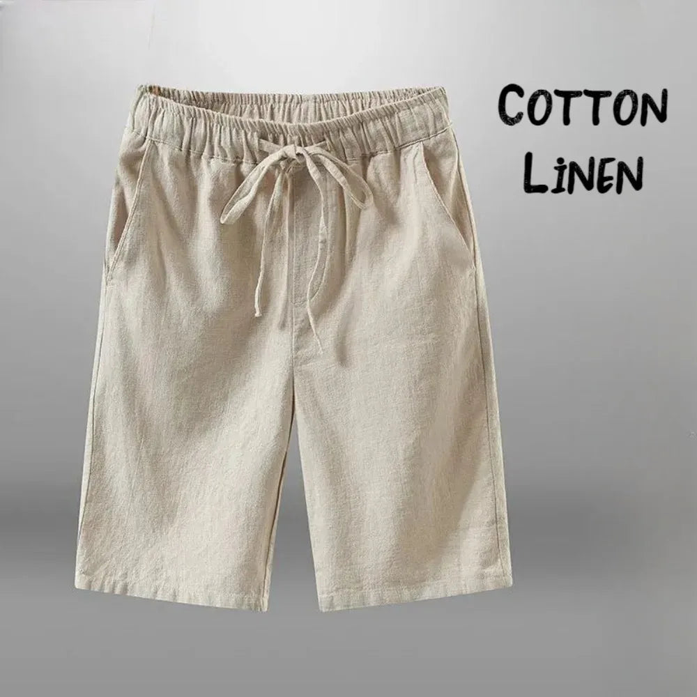 Men Casual Shorts Cotton Linen Beach and Gym Shorts