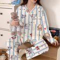 Elephant Pajama Set Cute Long Sleeve Sleepwear for Women