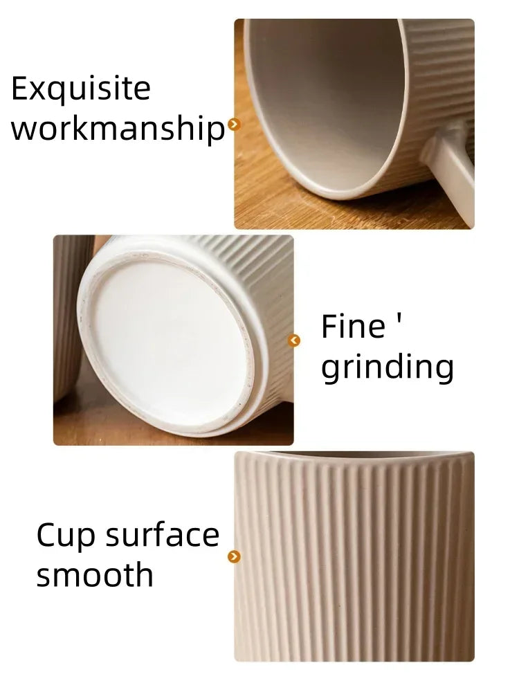 Ceramic Coffee Cup 500ML Matte Embossed Office Mug