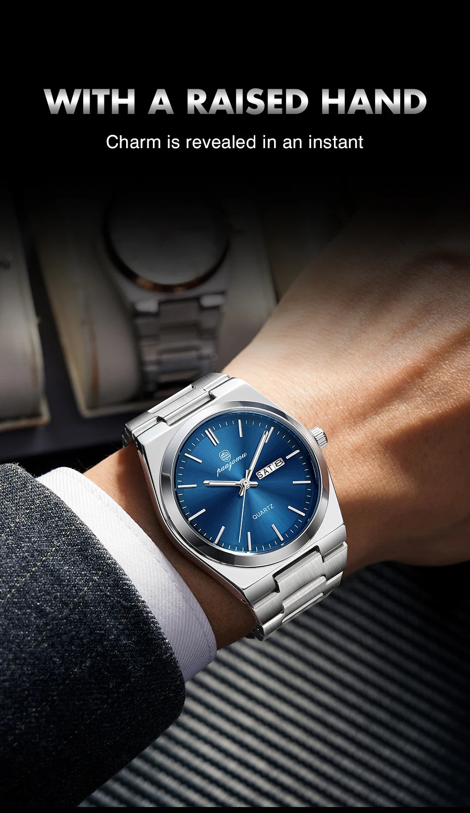 Men Quartz Watch Stainless Steel Luminous Chronograph Watch
