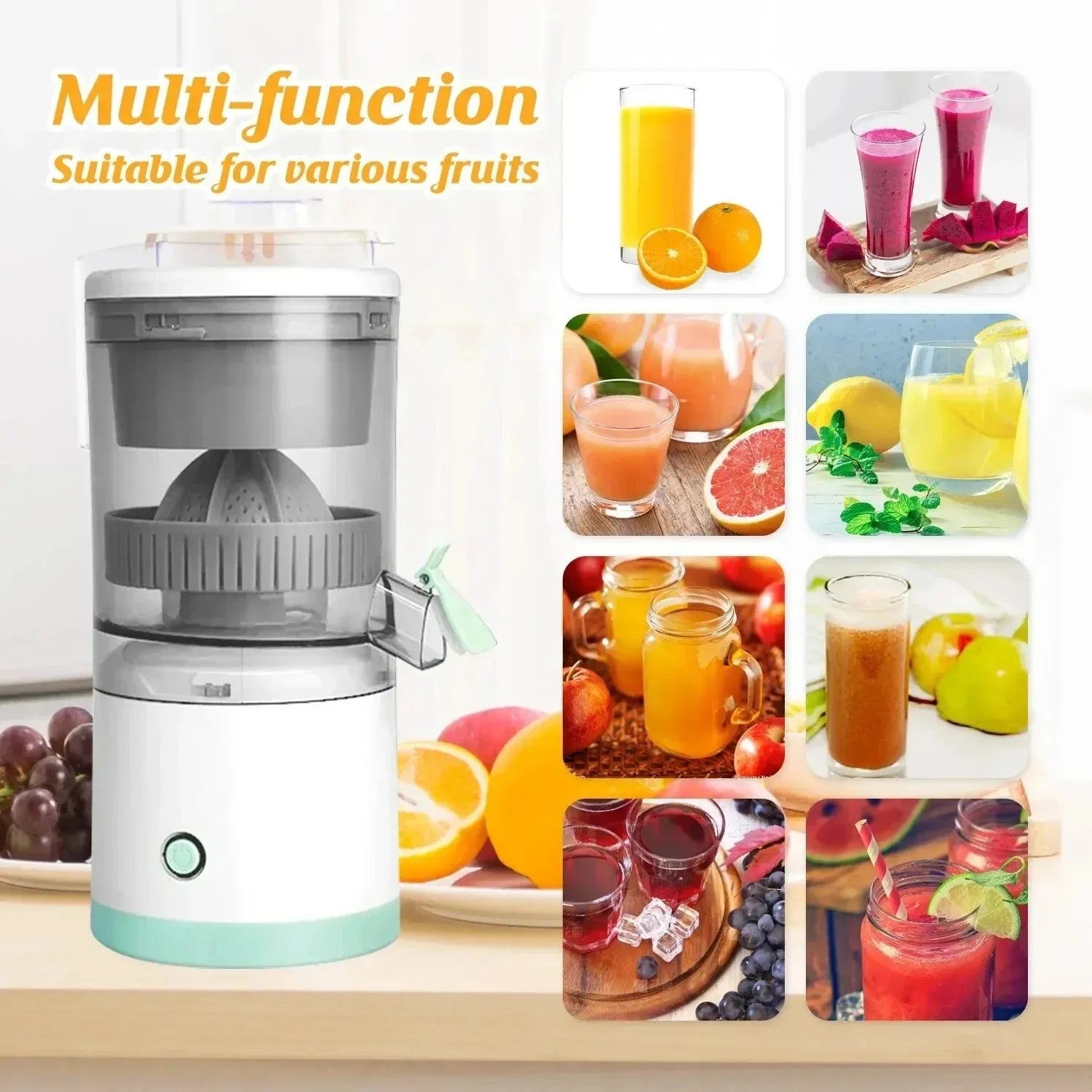 Portable Electric Juicer Wireless USB Rechargeable Citrus Squeezer