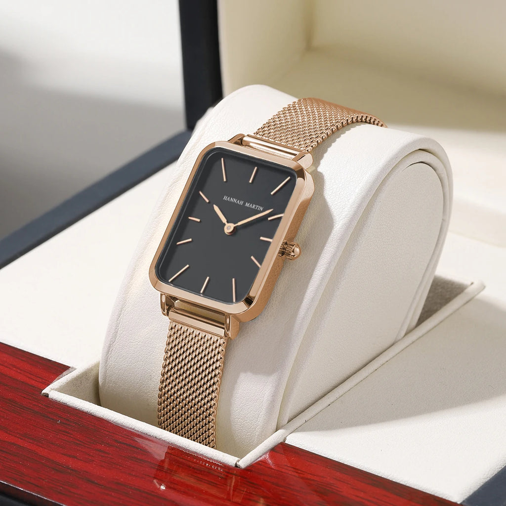 Ladies Quartz Watch Rectangle Stainless Steel Mesh Watch