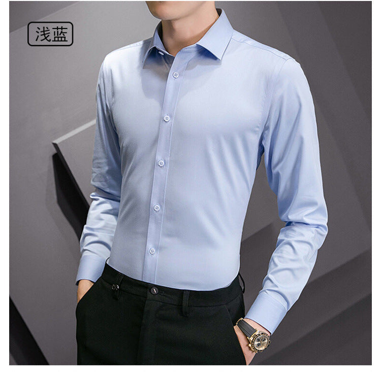 Men Long Sleeve Shirt Plus Size Business Casual White Shirt