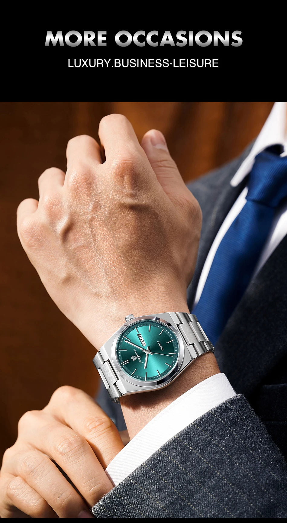 Men Quartz Watch Stainless Steel Luminous Chronograph Watch