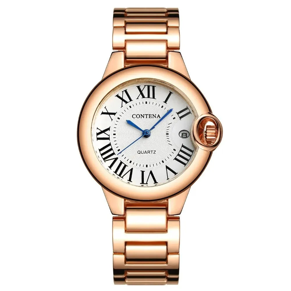 Luxury Quartz Watch Stainless Steel Blue Balloon Date Watch