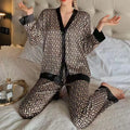 Faux Silk Pajama Set Long Sleeve Elegant Sleepwear