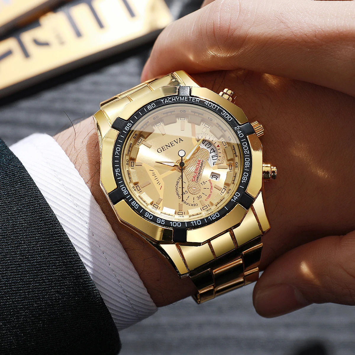 Men Business Watch Large Dial Calendar Quartz Watch