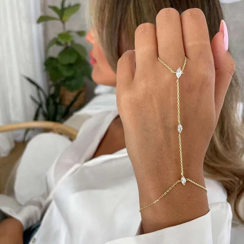 Finger Bracelet Bohemia Crystal Thin Chain Hand Jewelry