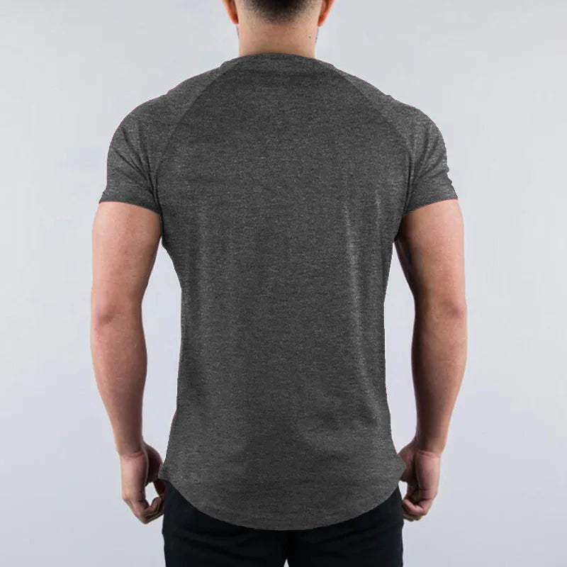 Men Fitness T-Shirt Short Sleeve Cotton Gym Tee