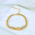 Dubai Fashion Bracelet 21K Gold Plated Zirconia Cuban Chain