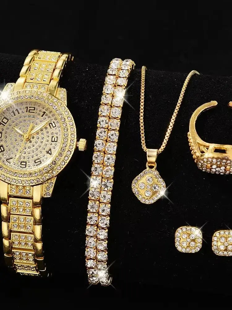 Women Gold Watch Luxury Quartz Diamond Bracelet Watch