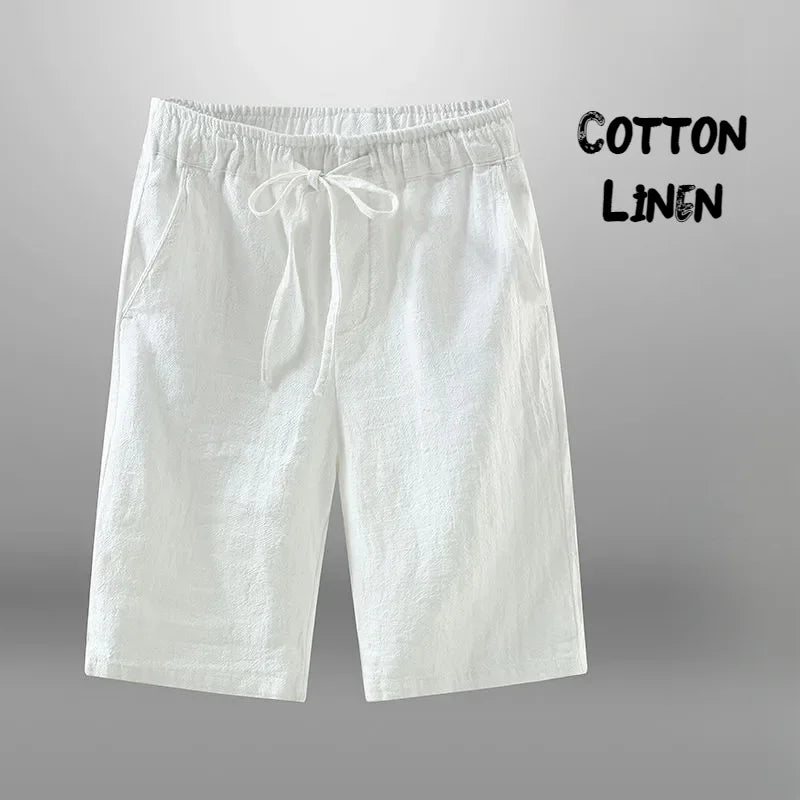 Men Casual Shorts Cotton Linen Beach and Gym Shorts
