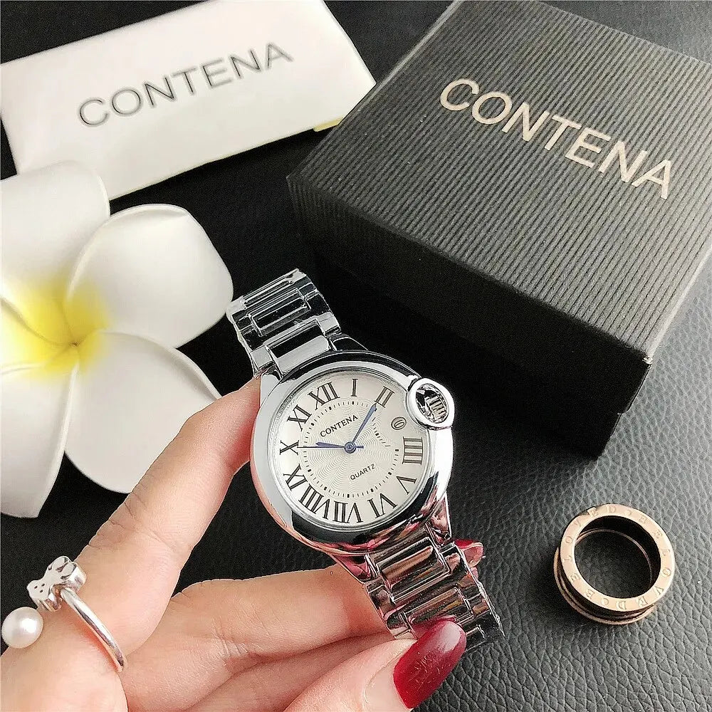 Luxury Quartz Watch Stainless Steel Blue Balloon Date Watch