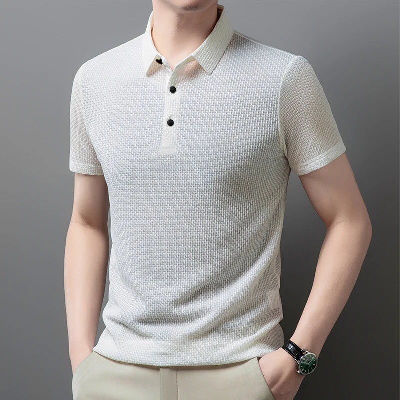 Men Polo Shirt Short Sleeve Business Casual Summer Top