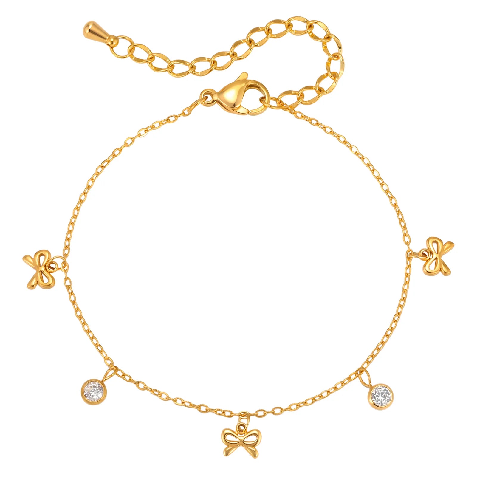 Bow Bracelet 18K Gold Plated Stainless Steel Ribbon Jewelry