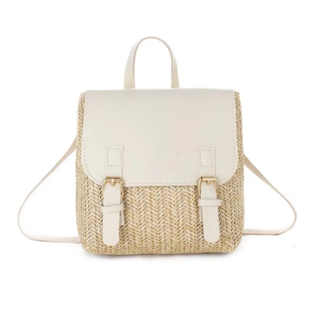 Women Backpack Woven Stitching Shoulder Bag for Daily Use