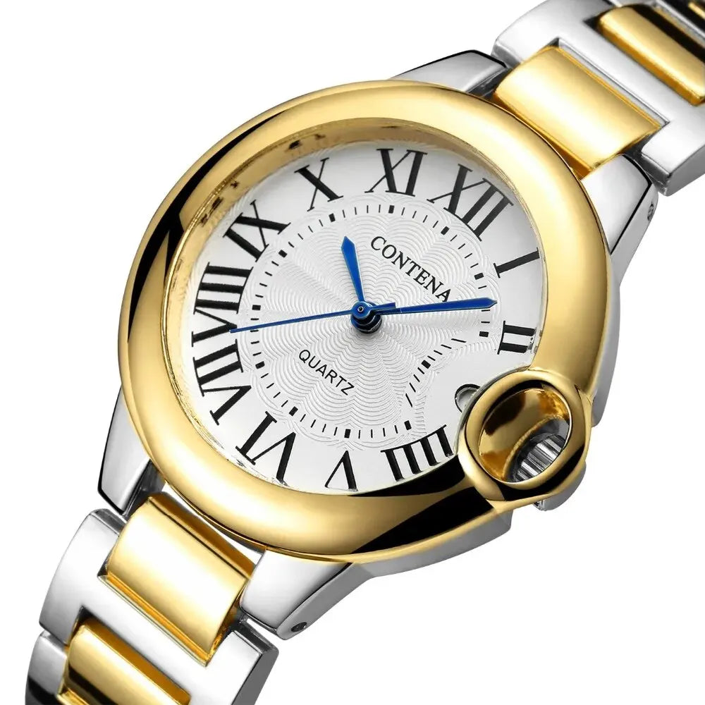Luxury Quartz Watch Stainless Steel Blue Balloon Date Watch