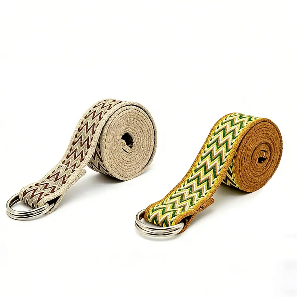 Yoga Stretch Strap Premium Cotton Blend with Metal D-Ring Buckle