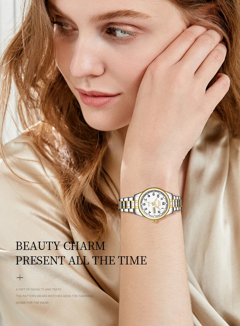 Women Quartz Watch Waterproof Classic Stainless Steel Watch