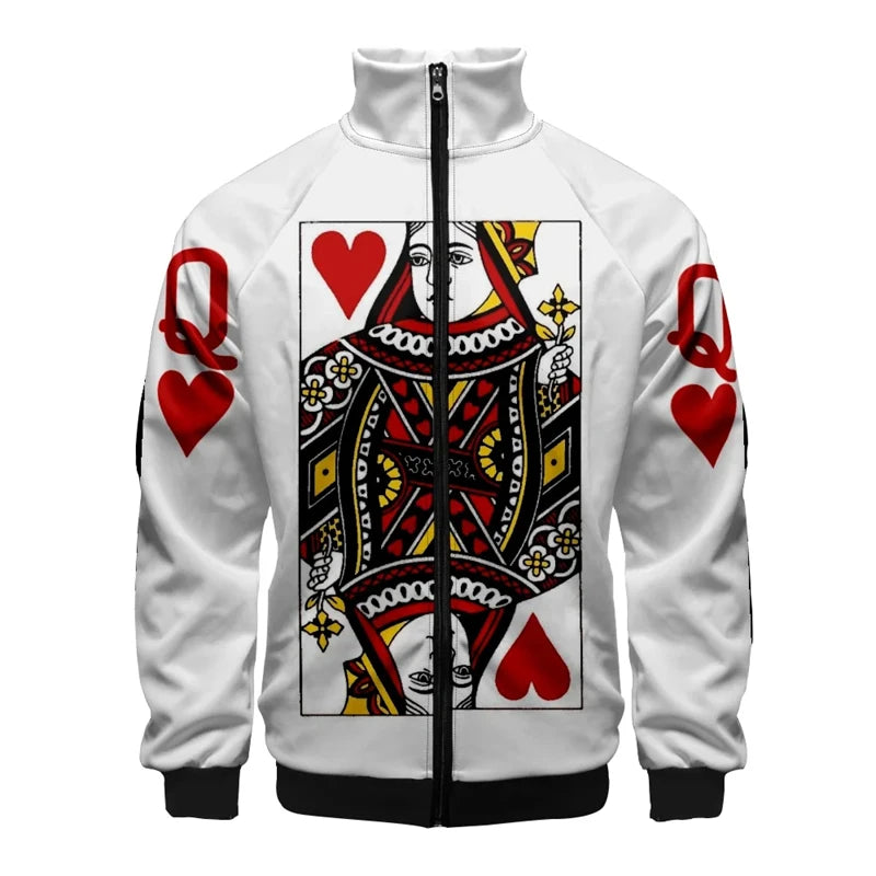 Playing Cards Hoodie 3D Poker Print Zipper Jacket