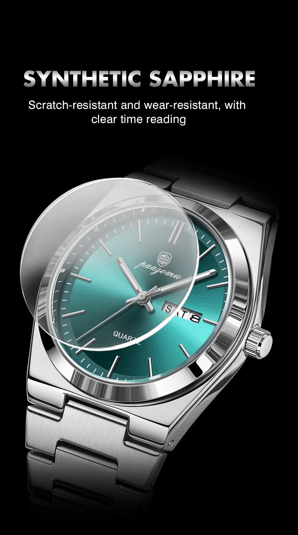 Men Quartz Watch Stainless Steel Luminous Chronograph Watch