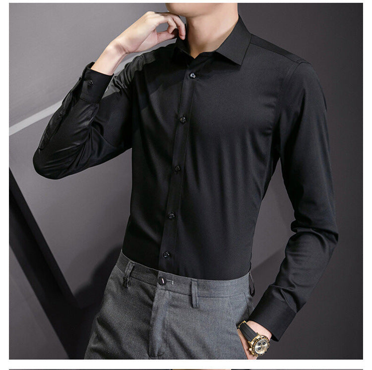 Men Long Sleeve Shirt Plus Size Business Casual White Shirt