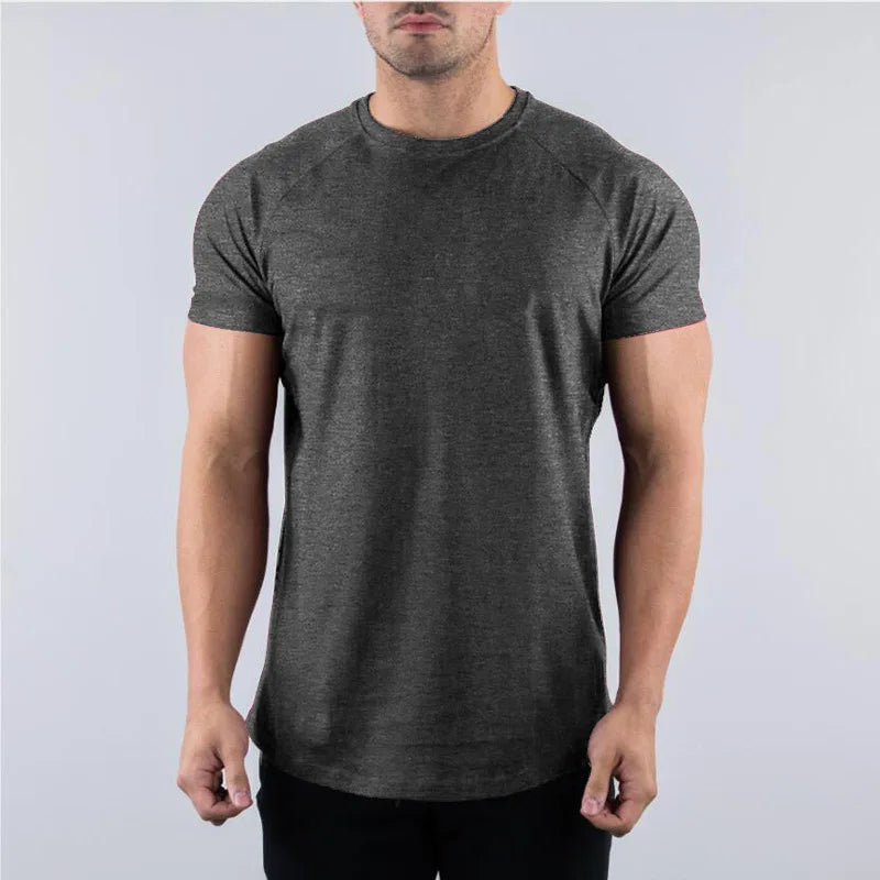 Men Fitness T-Shirt Short Sleeve Cotton Gym Tee