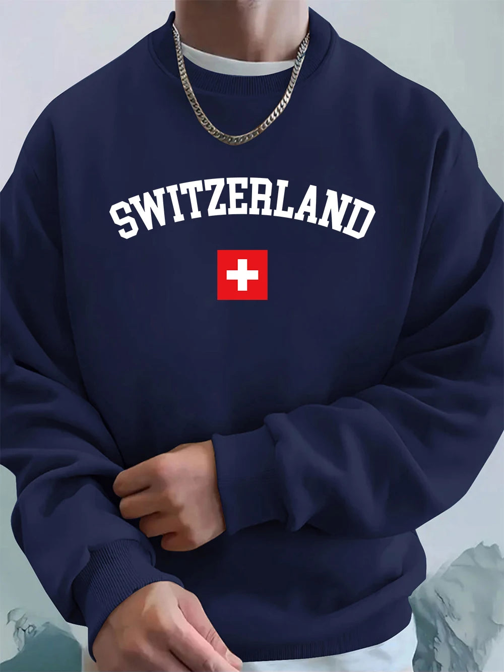 Switzerland Flag Hoodie Oversized Fleece Men’s Sweatshirt