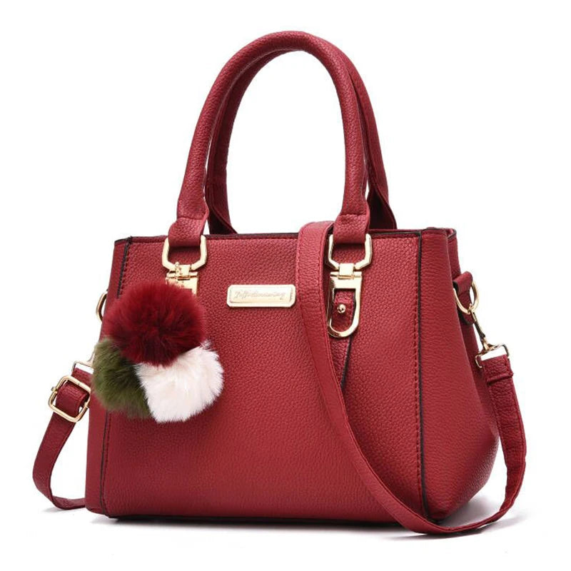 Women Shoulder Bag with Beading Pendant and Embossed Design