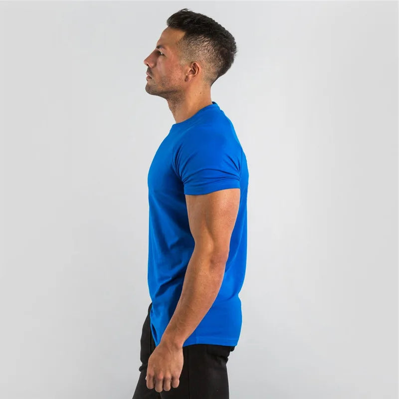 Men Fitness T-Shirt Short Sleeve Cotton Gym Tee