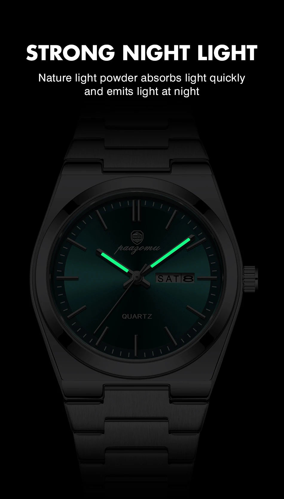 Men Quartz Watch Stainless Steel Luminous Chronograph Watch