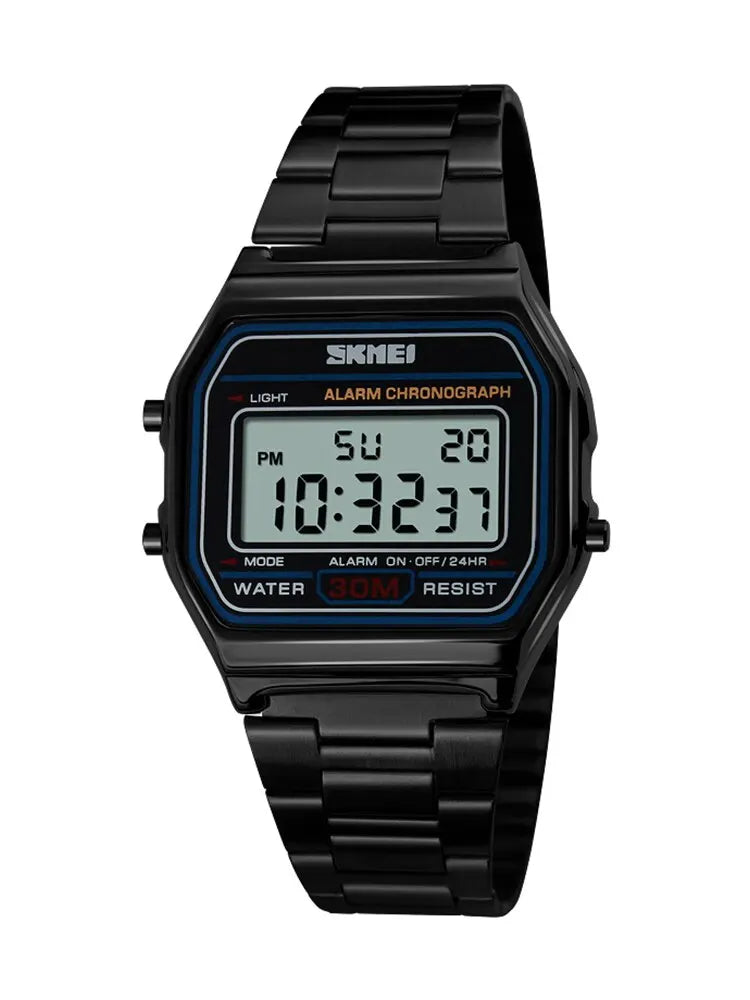 Sport Digital Wristwatch for Men Stainless Steel Waterproof Watch