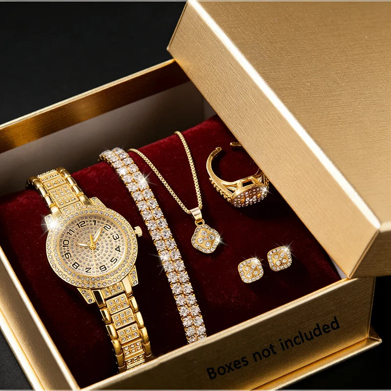 Women Gold Watch Luxury Quartz Diamond Bracelet Watch