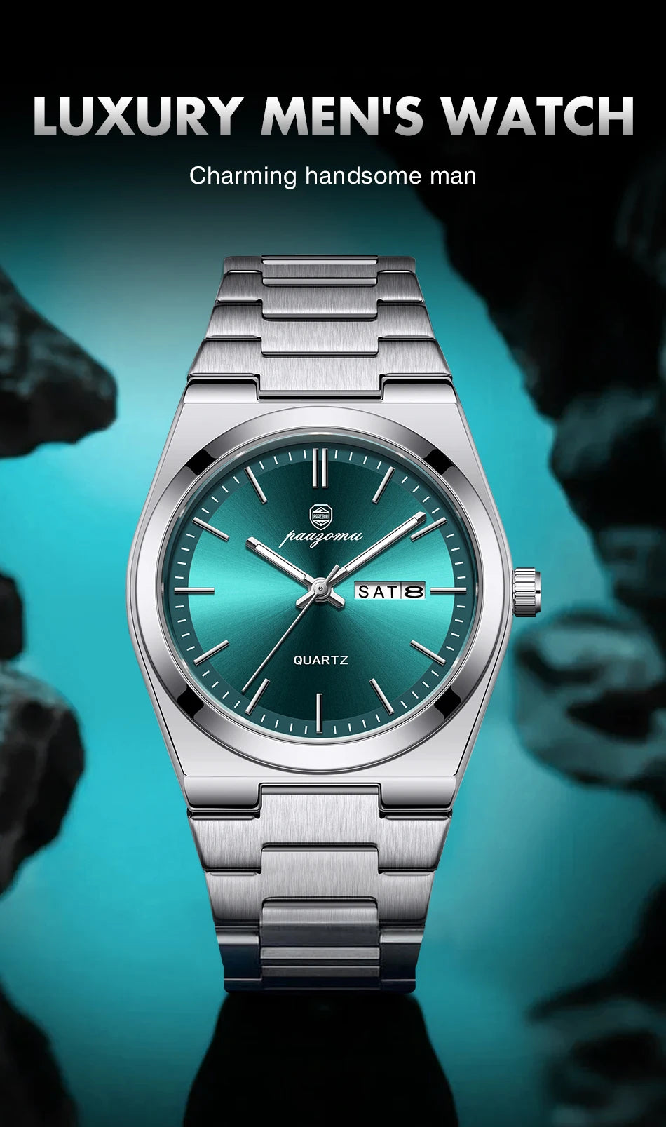 Men Quartz Watch Stainless Steel Luminous Chronograph Watch